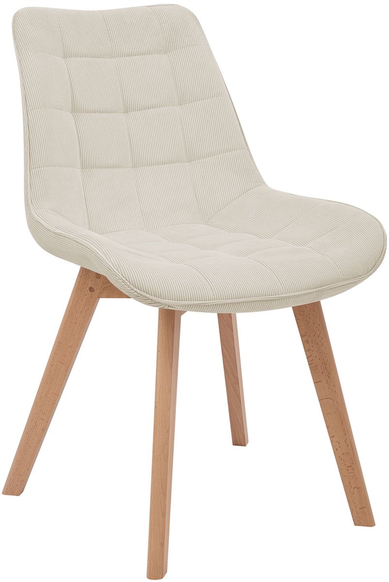 CLP Brook Eetkamerstoel - Houten Onderstel - 150 kg - Cord - Ribstof/beige