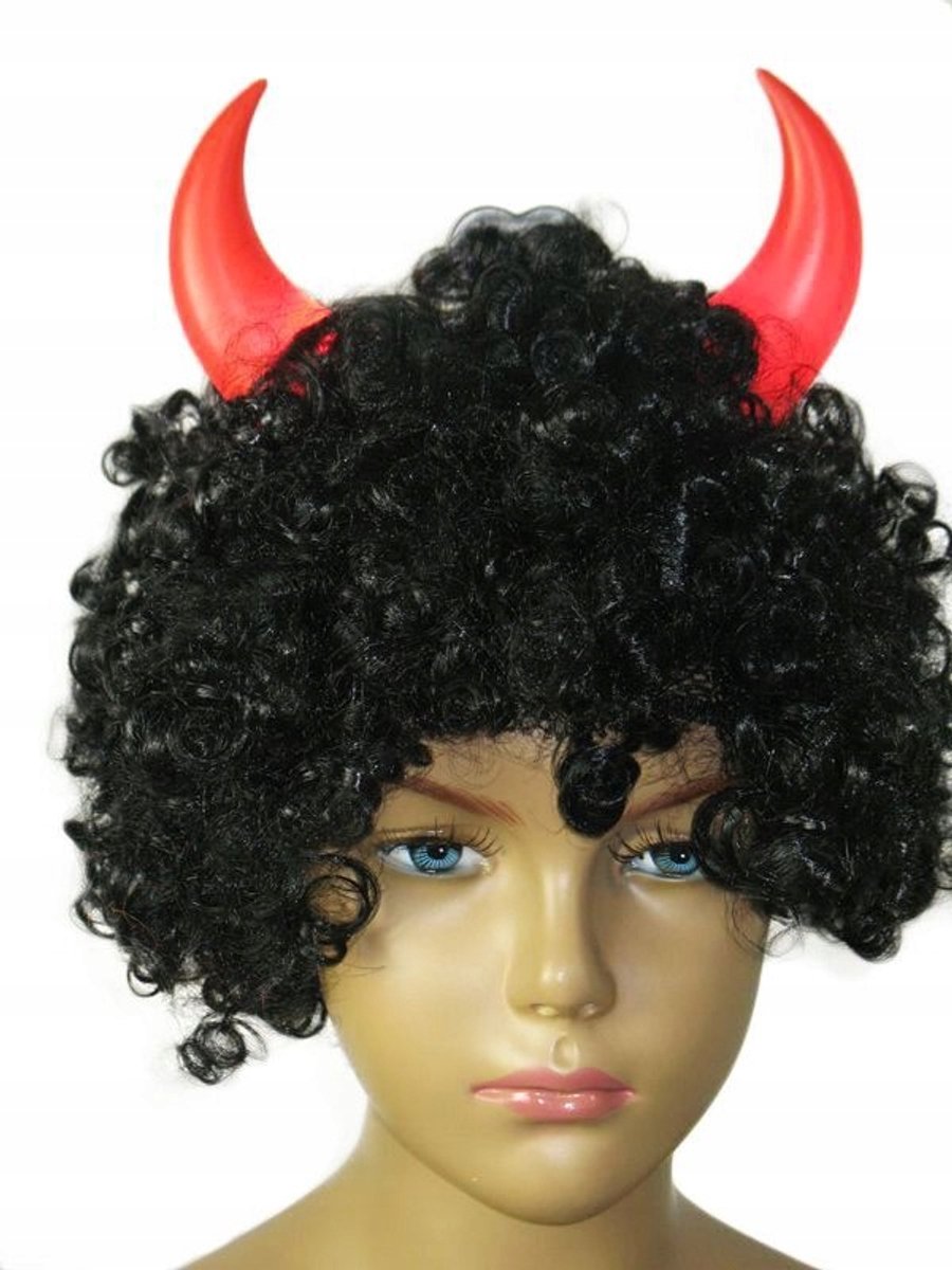 Merkloze Perruque Diable/Duivel met Lichtgevende Hoorns voor Halloween