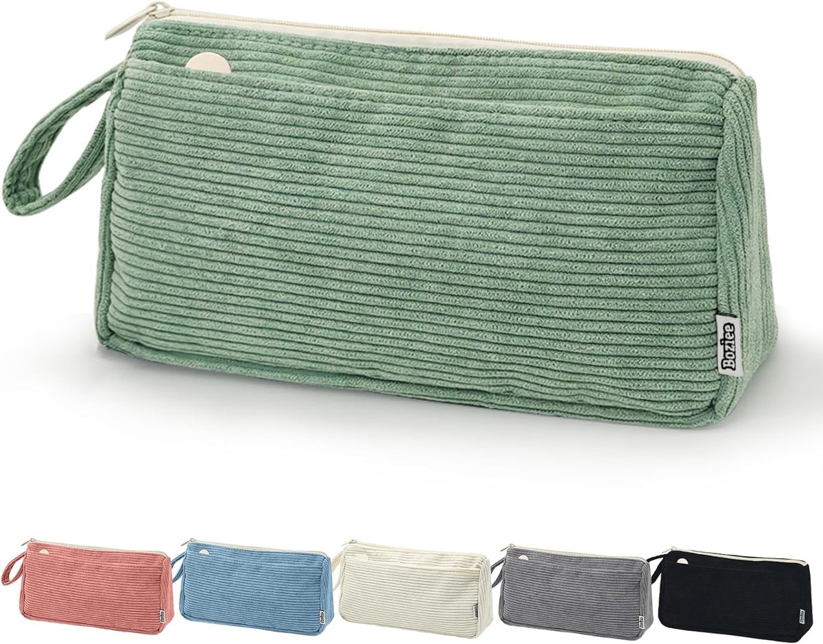 Corduroy Cosmetic Bag, Small Cosmetic Bag, Travel Bag, Makeup Bags for Travel, Girls, Women, Green, Modern - ShopVlot
