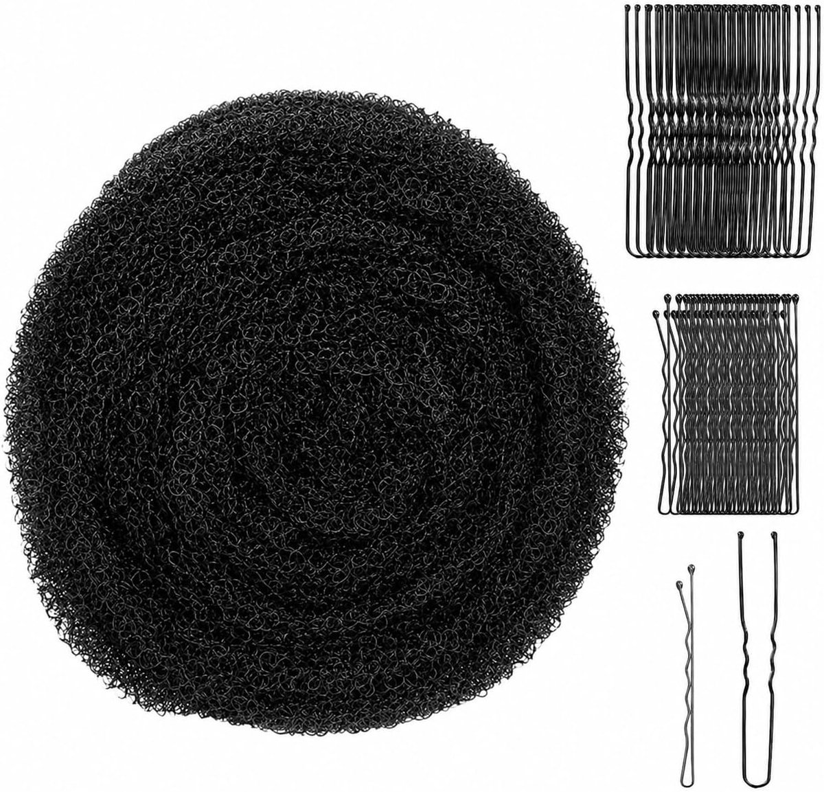 Haarvulling voor opsteekkapsels 180cm - haarspons met 70 speldjes - zwart - creëer volumineuze kapsels - ShopVlot