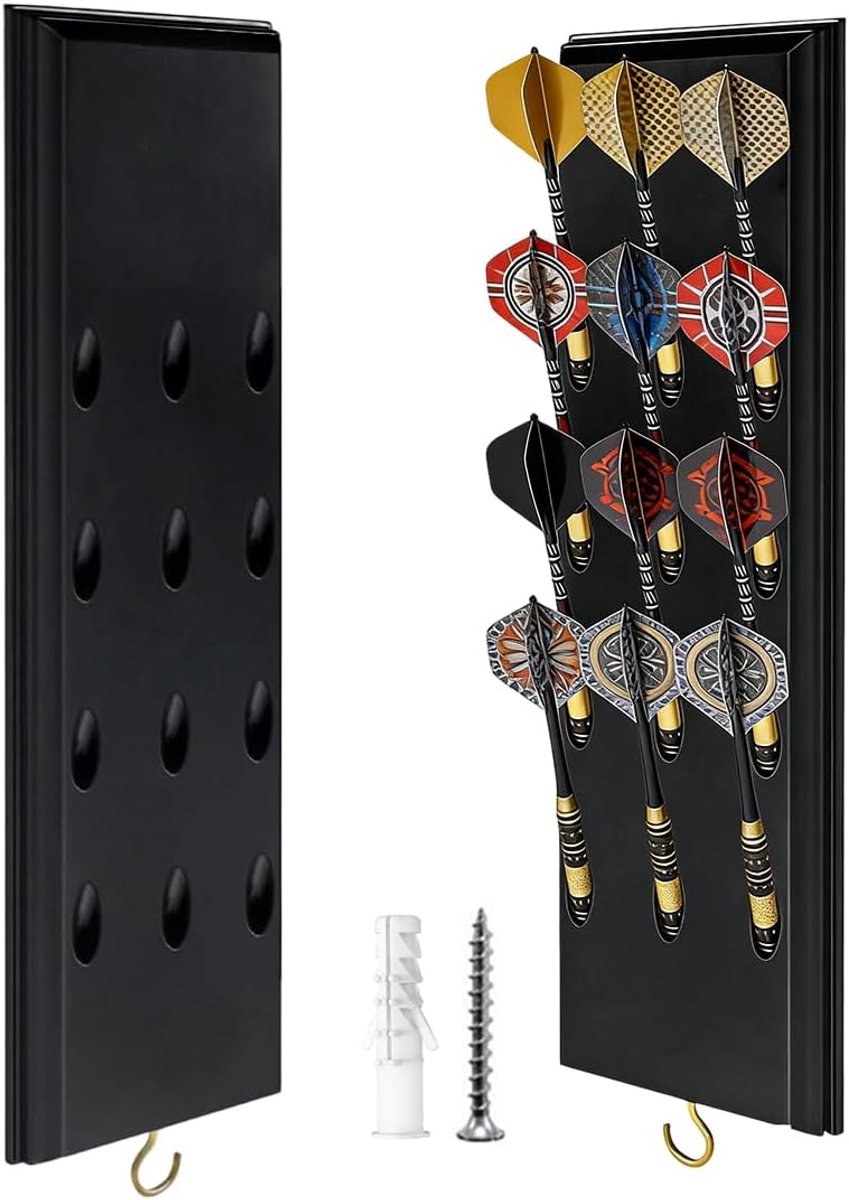 Dartpijlenhouder 12 dartpijlen - massief hout - wandmontage - stijlvolle opslag voor darts - ShopVlot