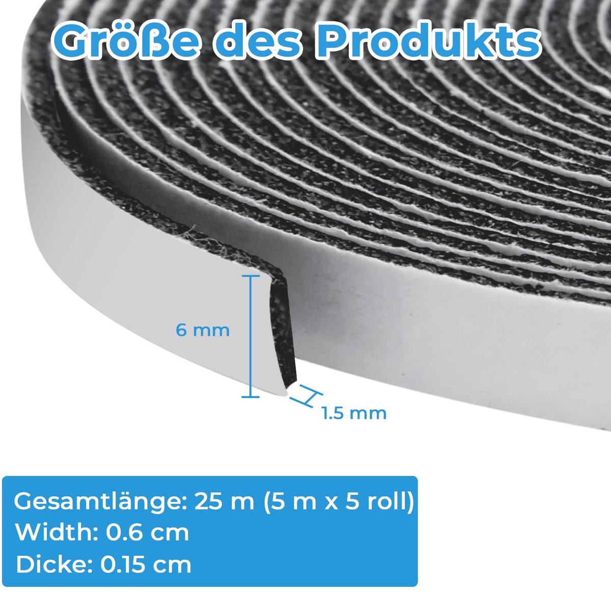 Zelfklevende afdichtingsband 6mm x 15mm - schuimrubber - weerbestendig - geluidsisolatie - ShopVlot