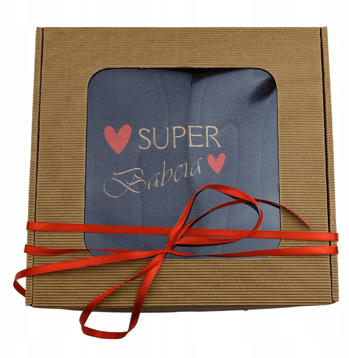 Super Babcia Handdoek met Borduring - 50x100cm Katoen in Cadeaubox