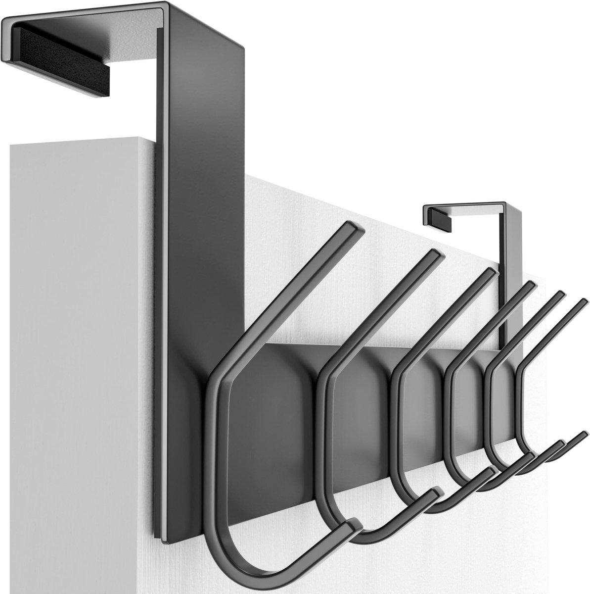 Over de deurhaak zwart - roestvrijstaal - 6 haken voor jassen en hoeden - ideaal voor badkamer en hal - ShopVlot