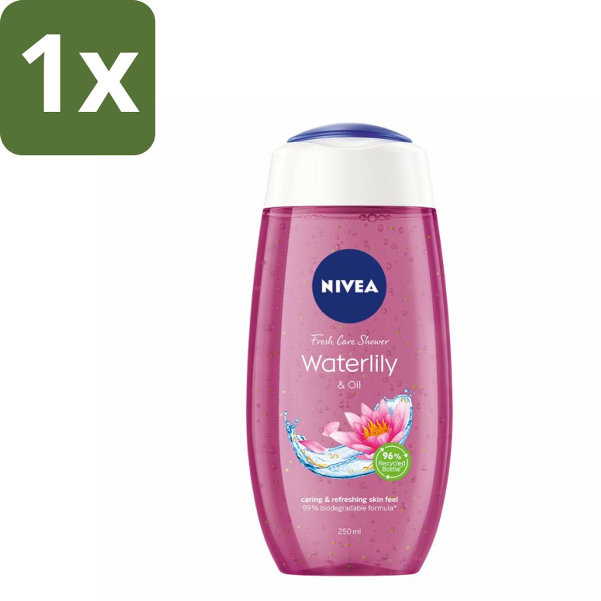1 x NIVEA - Douchegel - Waterlelie & Olie - Verfrissende Huid - 250 ml - Douchegel Waterlelie - Verzorgende Douchegel - Huid Verzorging - Hydraterende Douchegel - Olieparels