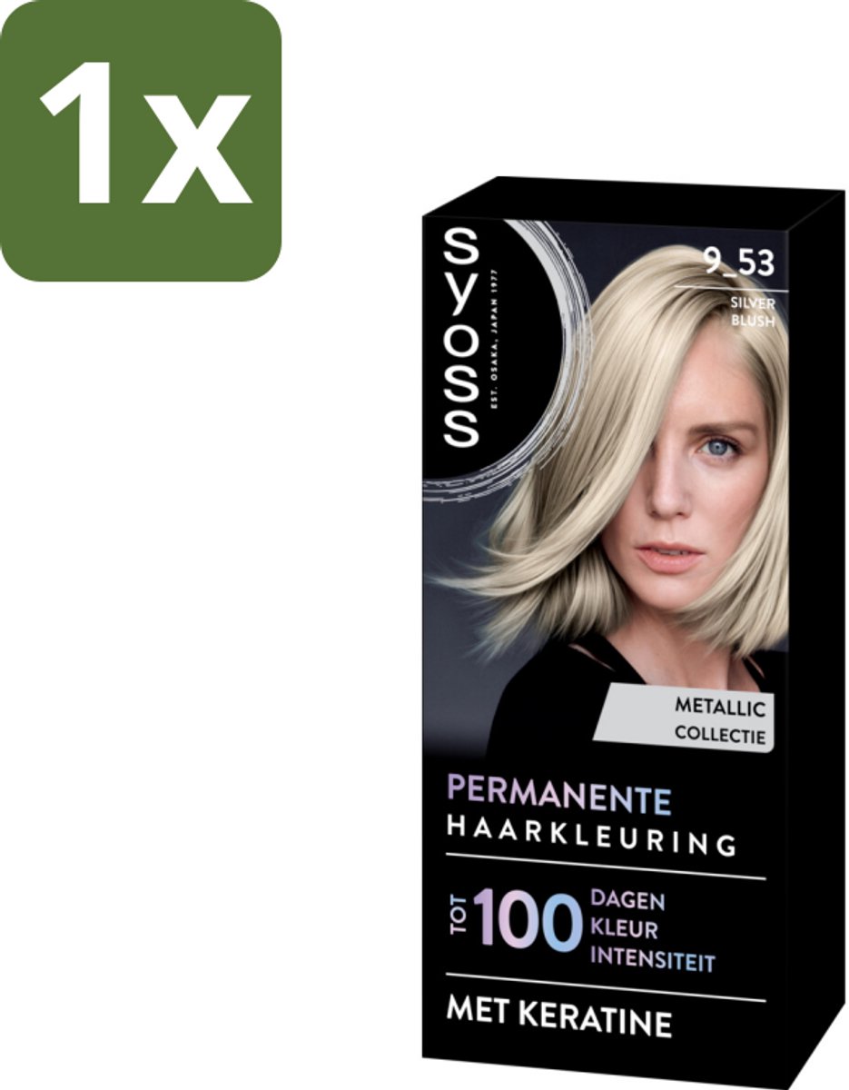 1 x SYOSS - Coloration 9-53 Silver Blush - Haarverf - Grijsdekking - Vermindert Haarbreuk - Haarverf - Permanente Haarkleuring - Grijsdekking - Haarverf Grijs - Haarverf 9-53