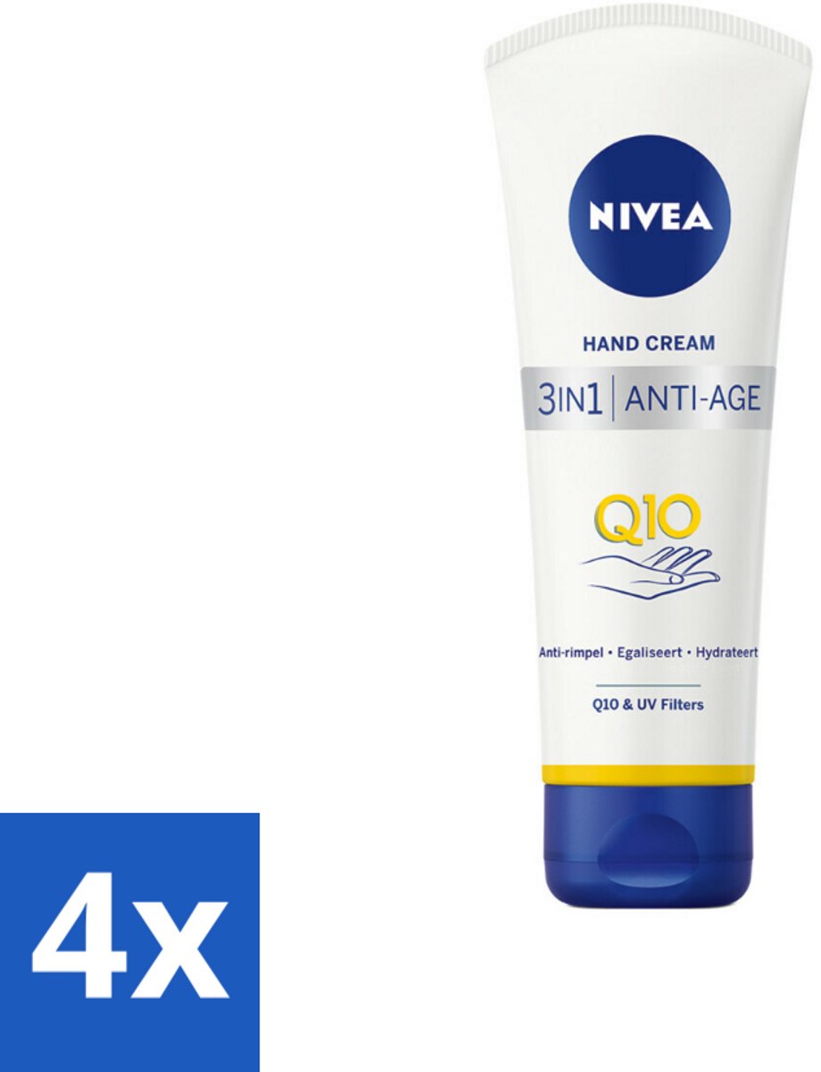 4 x NIVEA - Handcrème - 3-in-1 Q10 Anti-Veroudering - Anti-rimpel - Egaliseert - Hydrateert - 100 ml - Nivea Handcrème - Anti-rimpel Crème - Anti-aging - Pigmentvlekken - Droge Handen