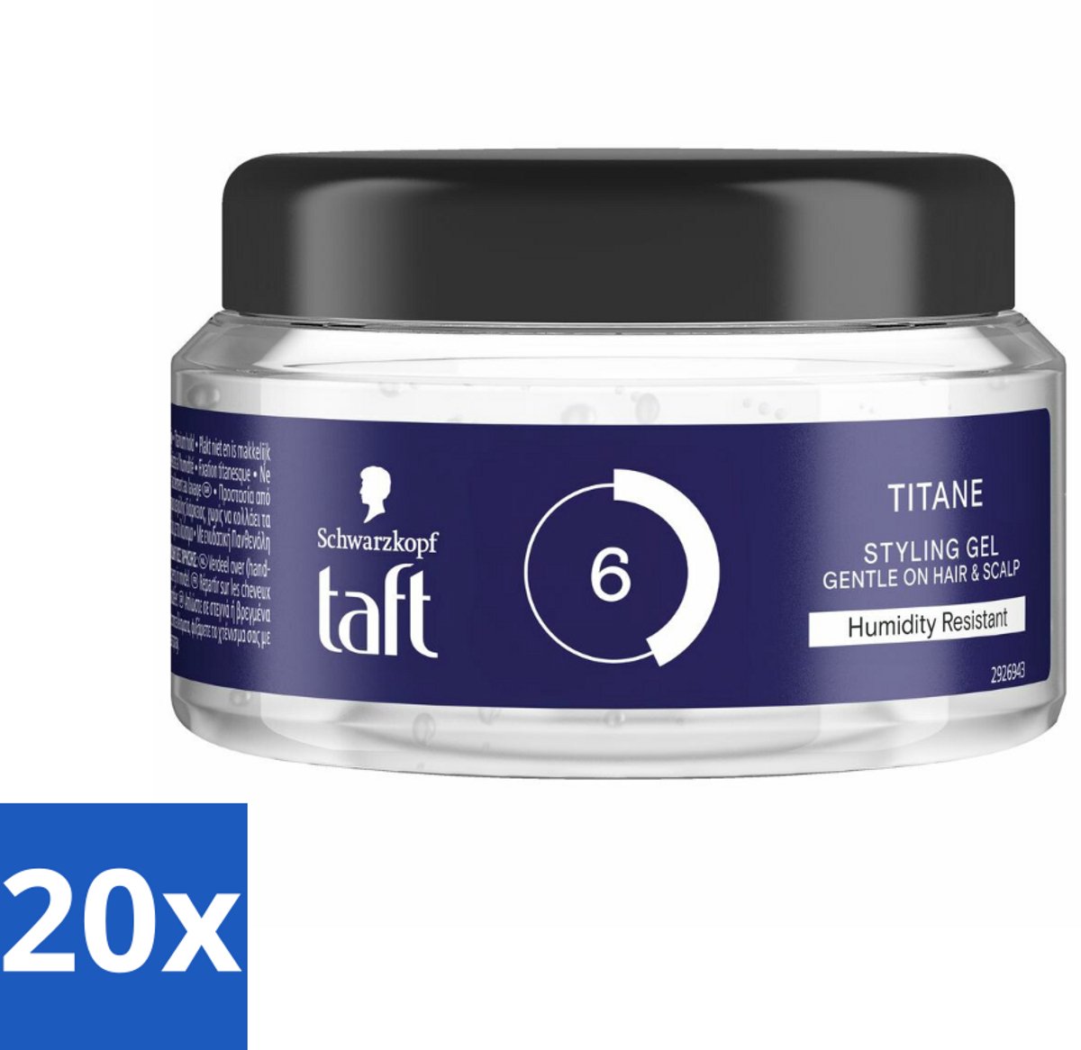 Taft - Titane 6 - Styling Gel - Krachtige styling - 250 ml - Bulkverpakking - 20 stuks