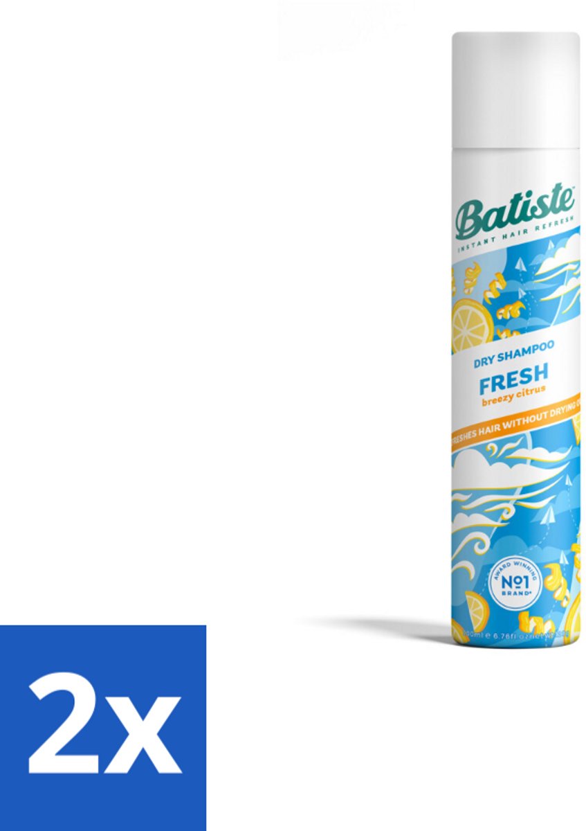 2 x Batiste - Fresh - Droogshampoo - Koele en Schone Geur - Verfrist en Geeft Grip - 200ml - Droogshampoo - Haarverfrissers - Frisse Geur - Koele Geur - Haar Styling