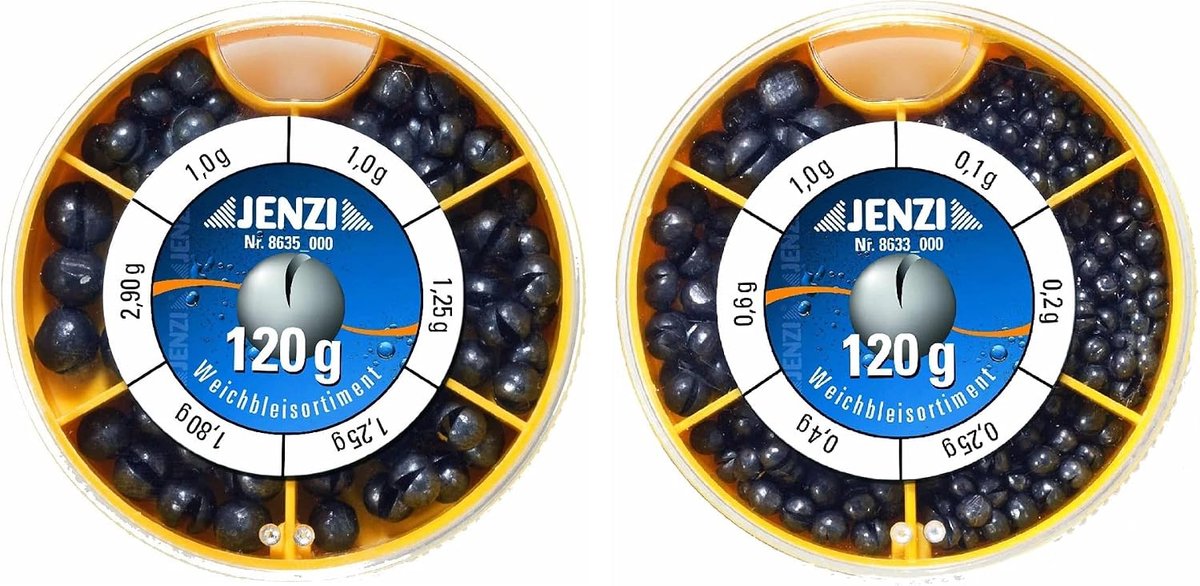 Loodset rood assortiment 2 blikken á 120 g - fijn en grof - 0,01 g-2,8 g - inclusief gratis Petri Heil! stickers - ShopVlot