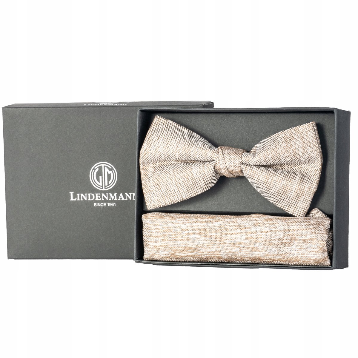 Lindenmann Zijden Stropdas & Pochet Beige - Set L1012