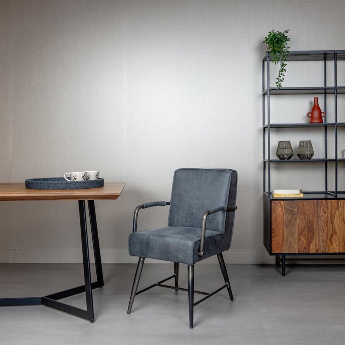 Tower Living Eetkamerstoel Belmonte - Grijs Stof - 62x62x86cm