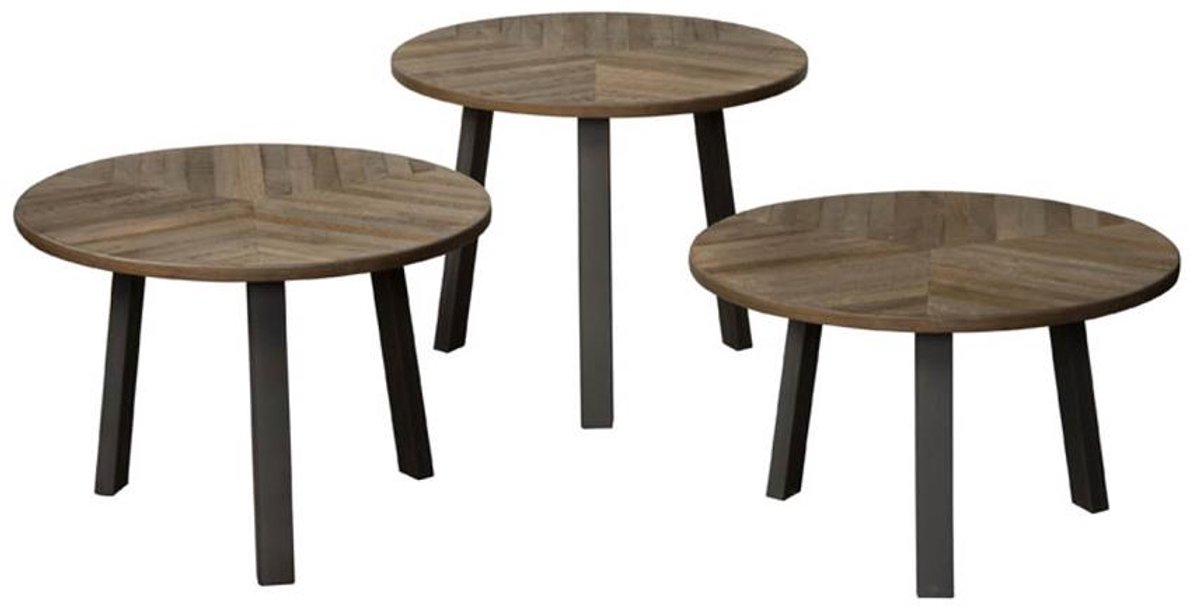 Tower Living Bijzettafel Lazio - Rond Grijs Hout - Ø55x45cm