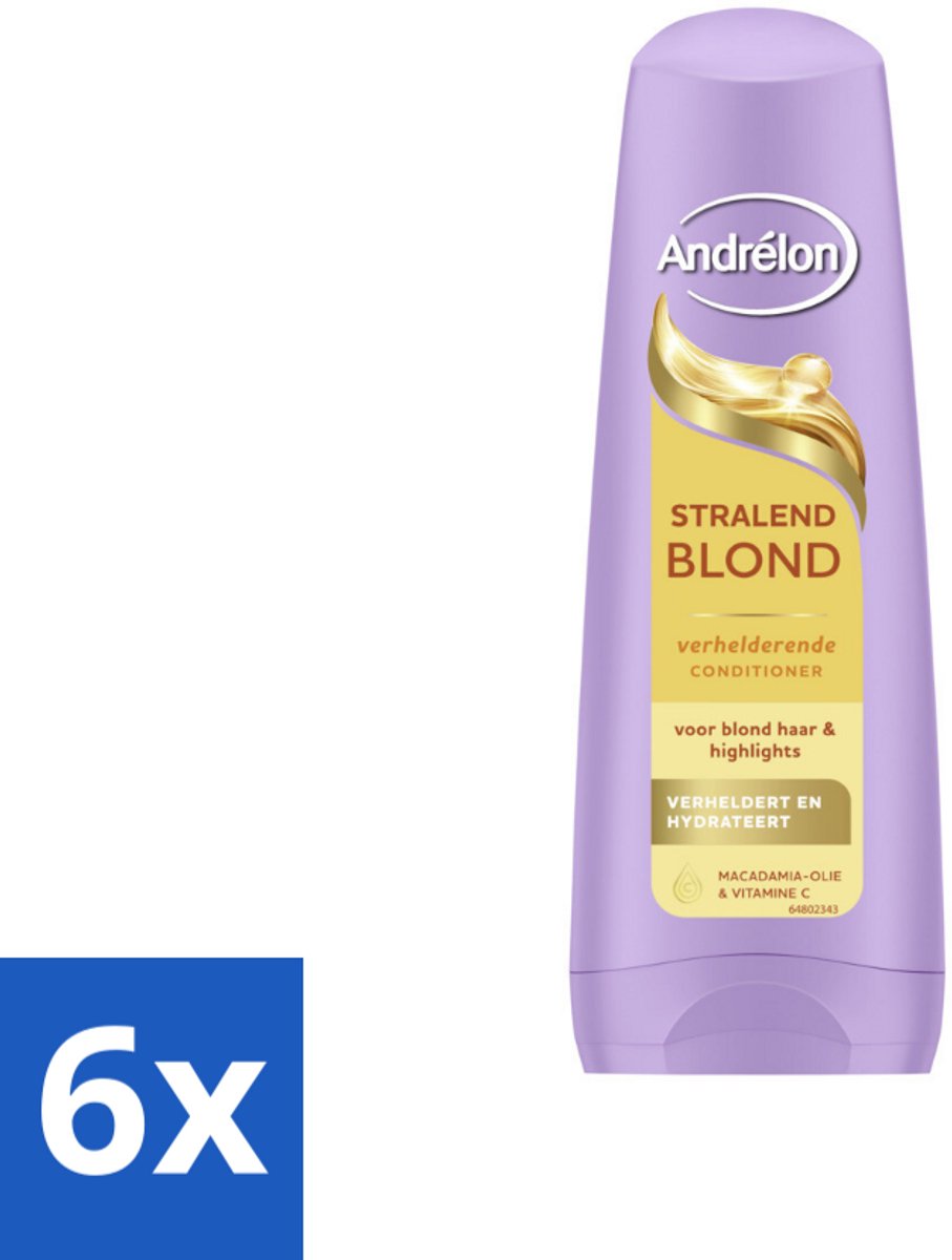 6 x Andrélon – Conditioner – Stralend Blond – 200 ml - Blond Haar Verzorgen - Verhelderen - Glans - Levendigheid - Kleuraccenten