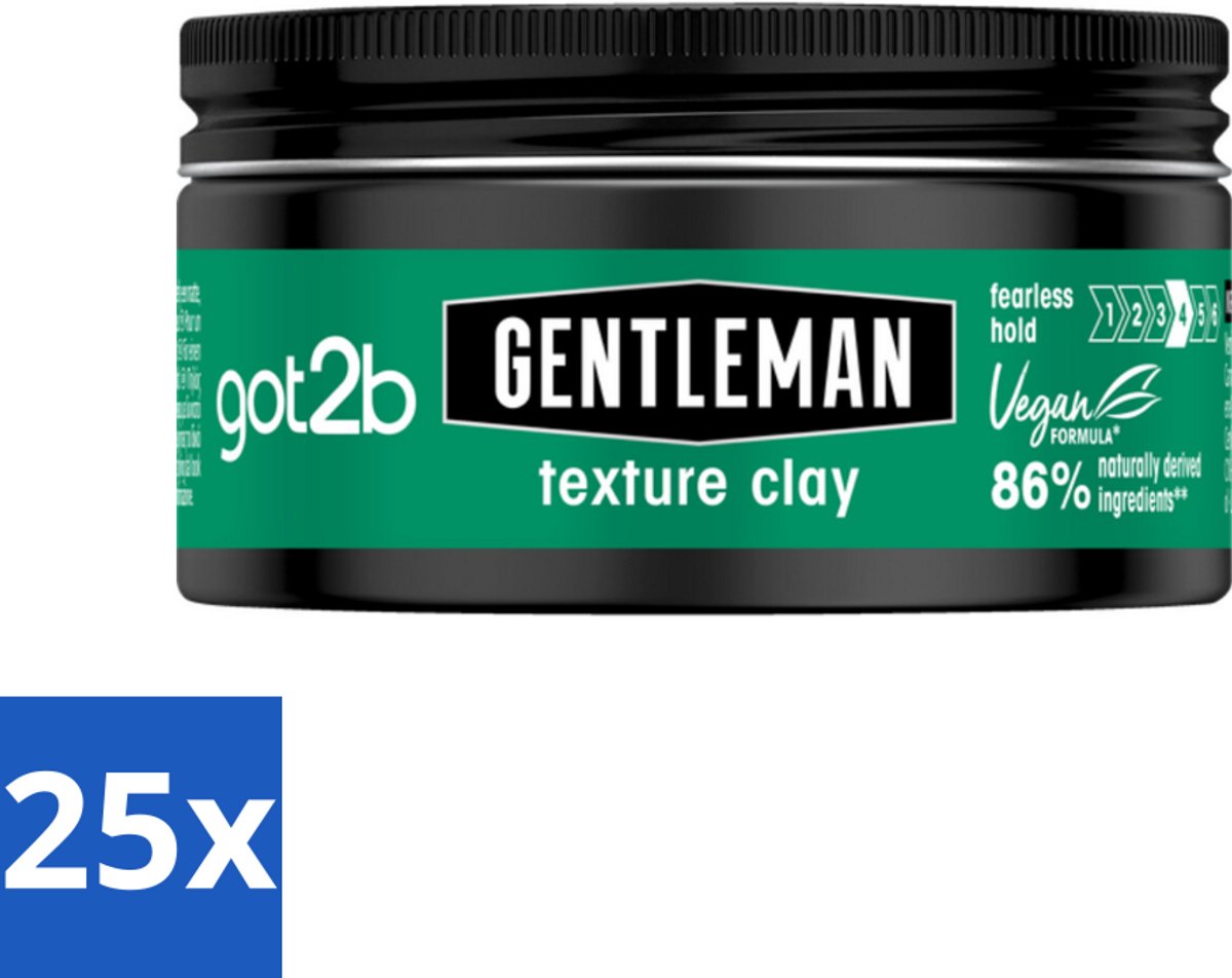 25 x Got2B - Texture Clay - Gentleman - 100 ml - Gentleman Texture Clay - Haar Textuur - Matte Finish - Stijlvol Haar - Natuurlijke Look