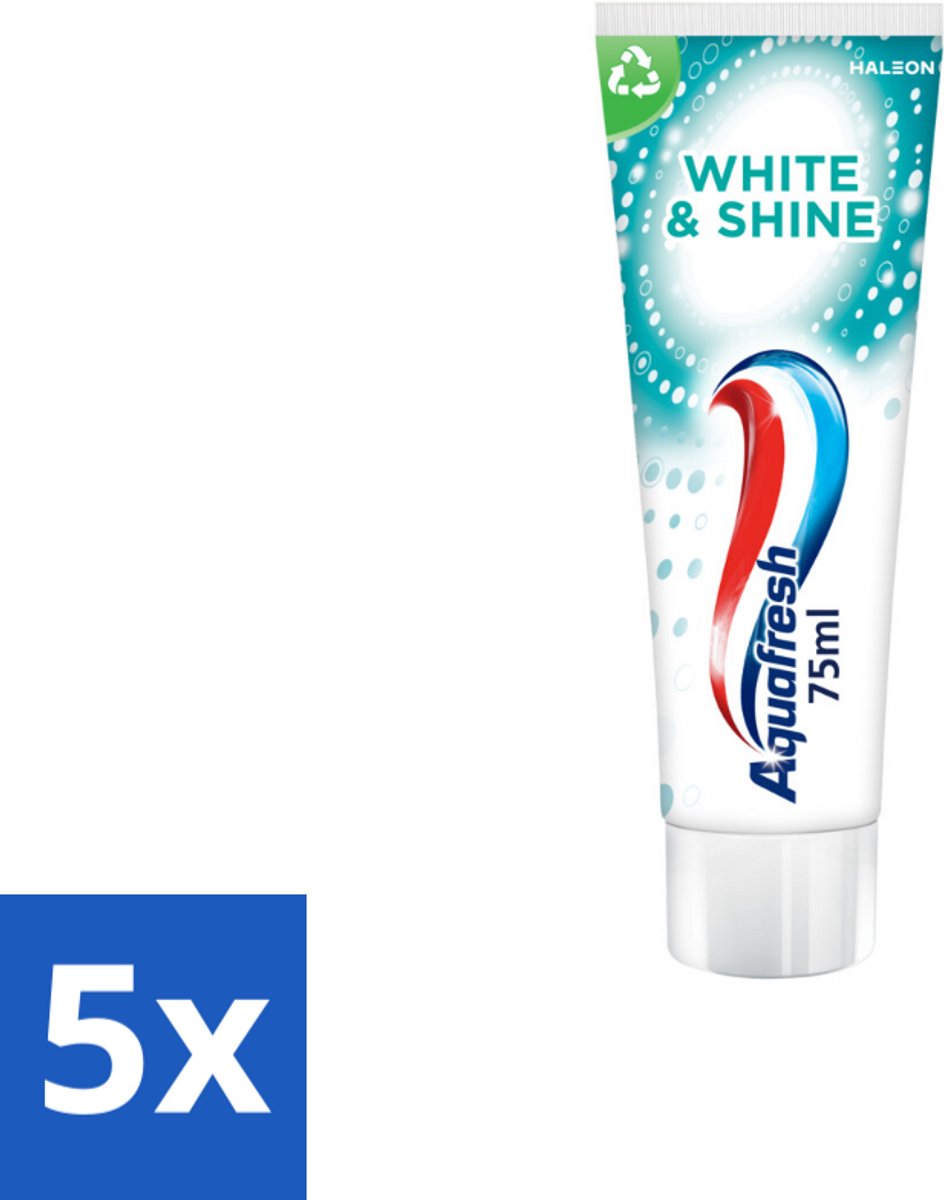 5 x Aquafresh White & Shine - Whitening Tandpasta - 75 ml - Witte Tanden - Tanden Reinigen - Tanden Glans - Tanden Verlichten - Tanden Beschermen