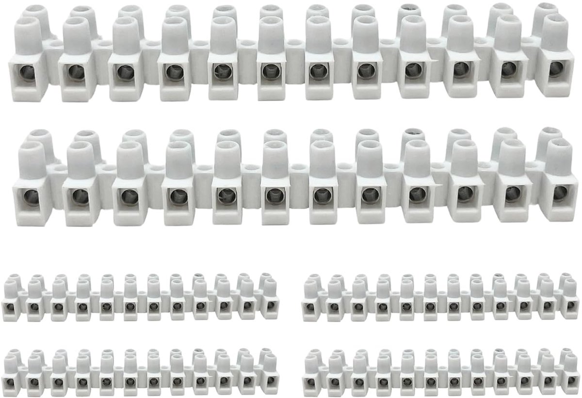 Pack of 6 Sockets, Polypropylene Insulation Housing, 6 mm, 24 A, White, Electrical Terminal Block, Connection Strip - ShopVlot