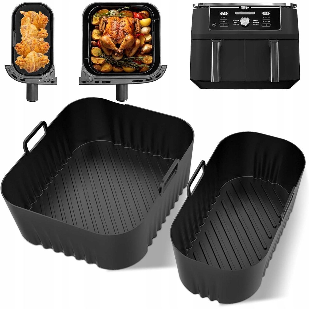 2x Siliconen inzetstukken voor Airfryer - Merkloos