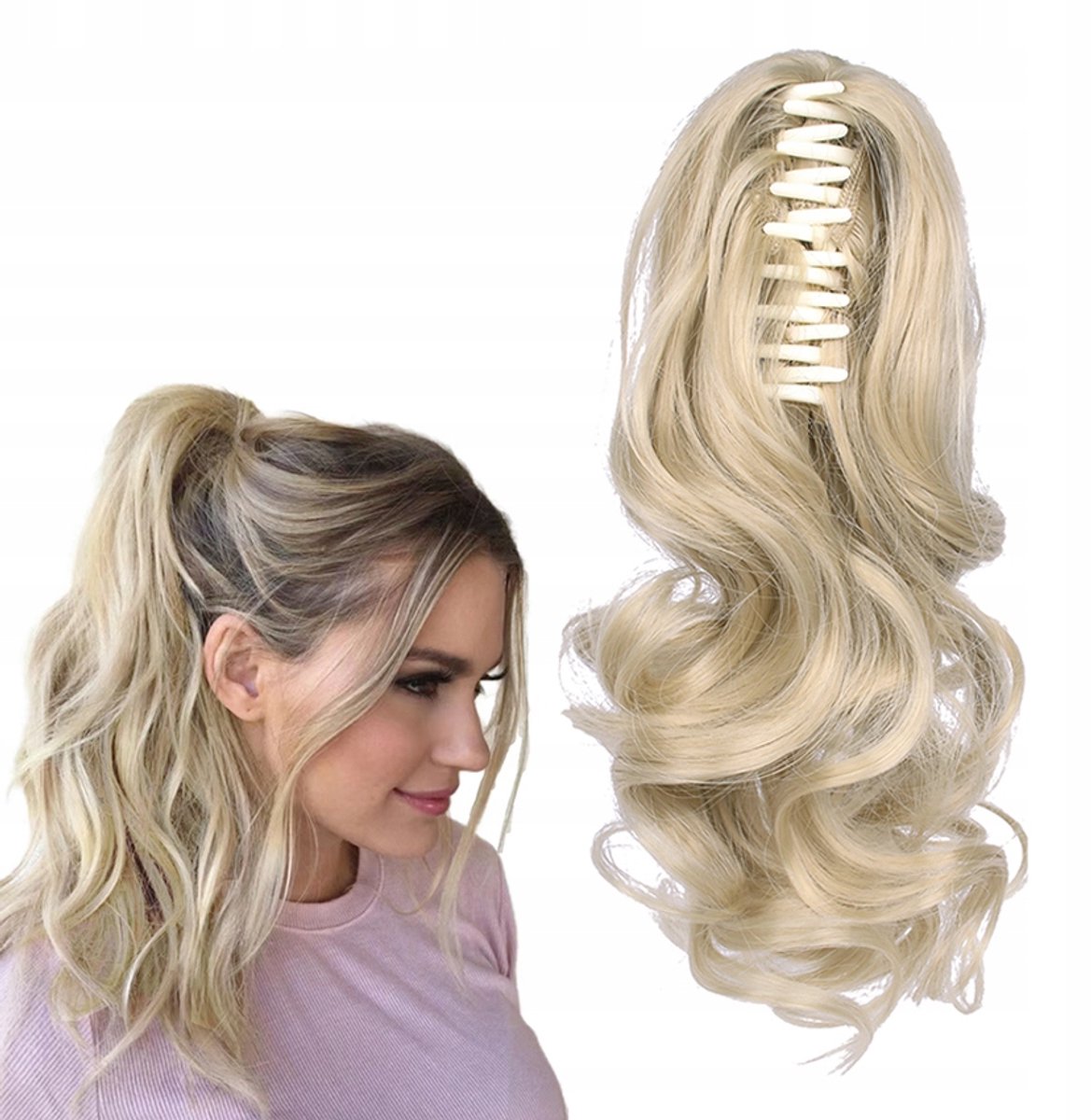 Merkloos Synthetische Paardenstaart Clip-in Haarstuk 30cm - Natuurlijk Blond