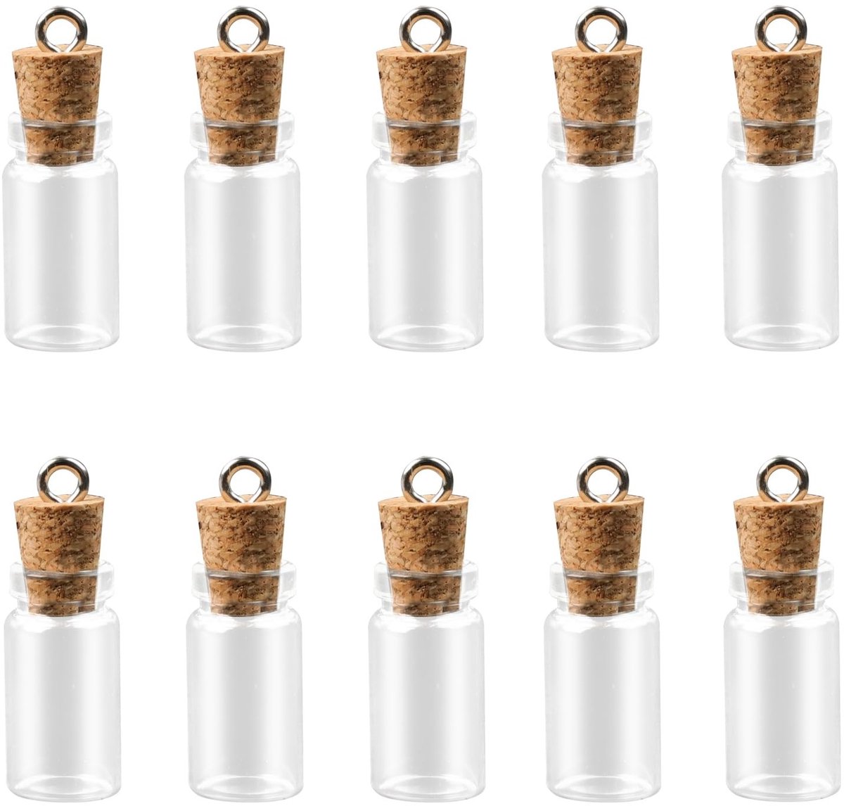 Solidchoice - 10 Stuks Kleine Glazen Flessen met Houten Stoppen