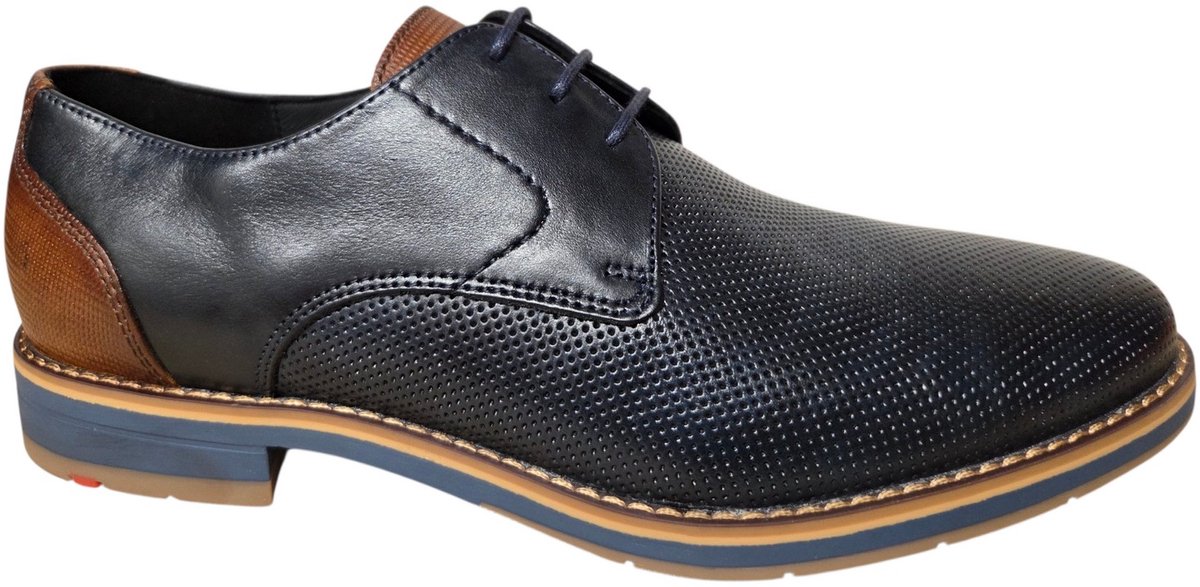 LLoyd Drift 110 Navy Brown Nette Veterschoenen Blauw Leer Heren Smal F - 41