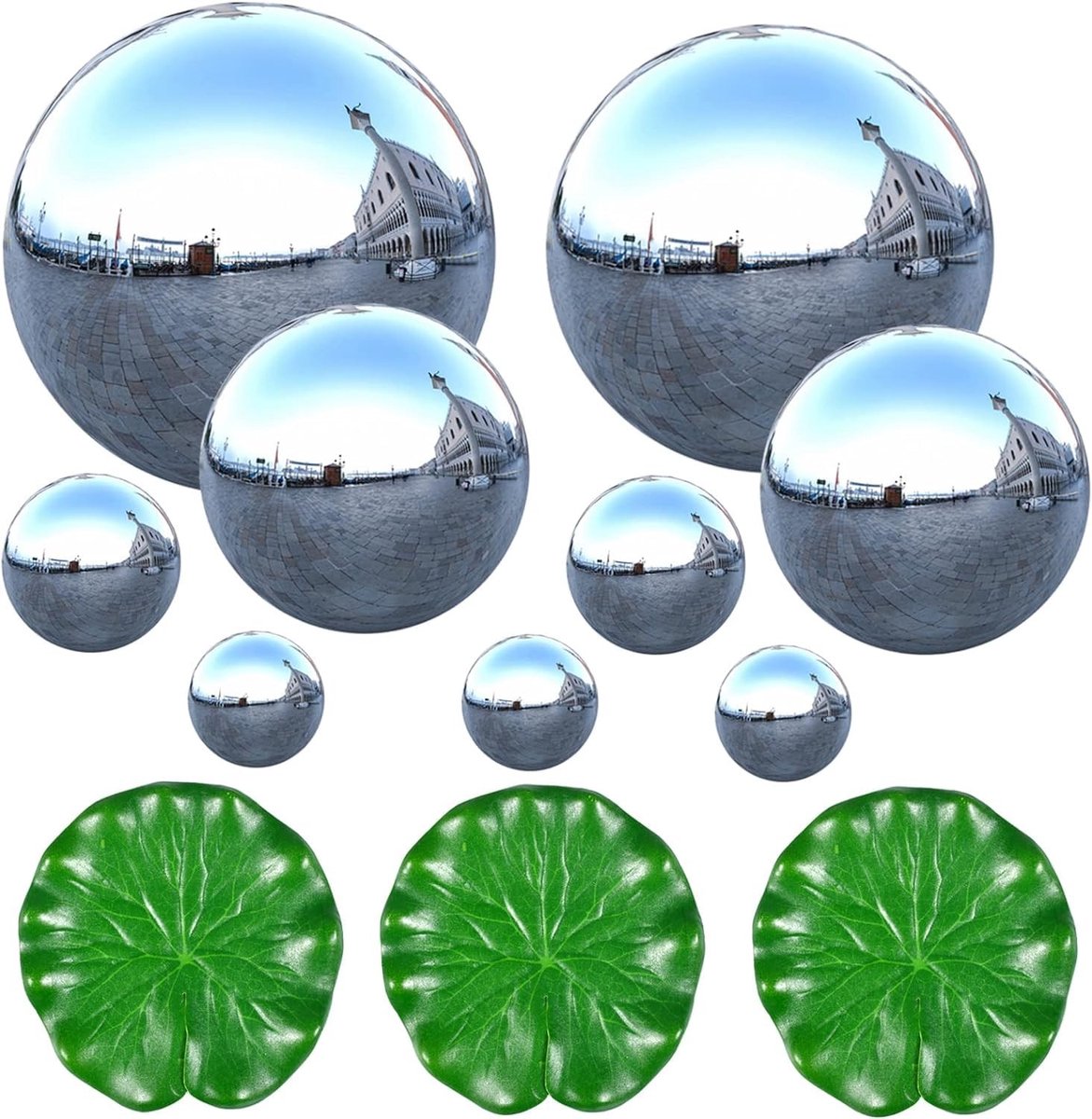 Solidchoice - Roestvrijstalen Tuinballen Decoratieset, 9 Stuks