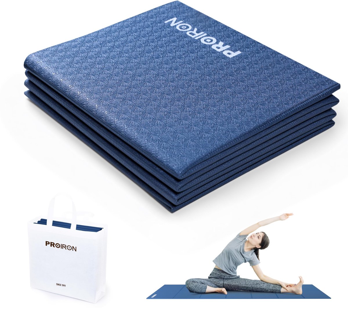 Solidchoice - Opvouwbare Yoga Mat 4mm Lichtgewicht Anti Slip voor Thuis en Gym