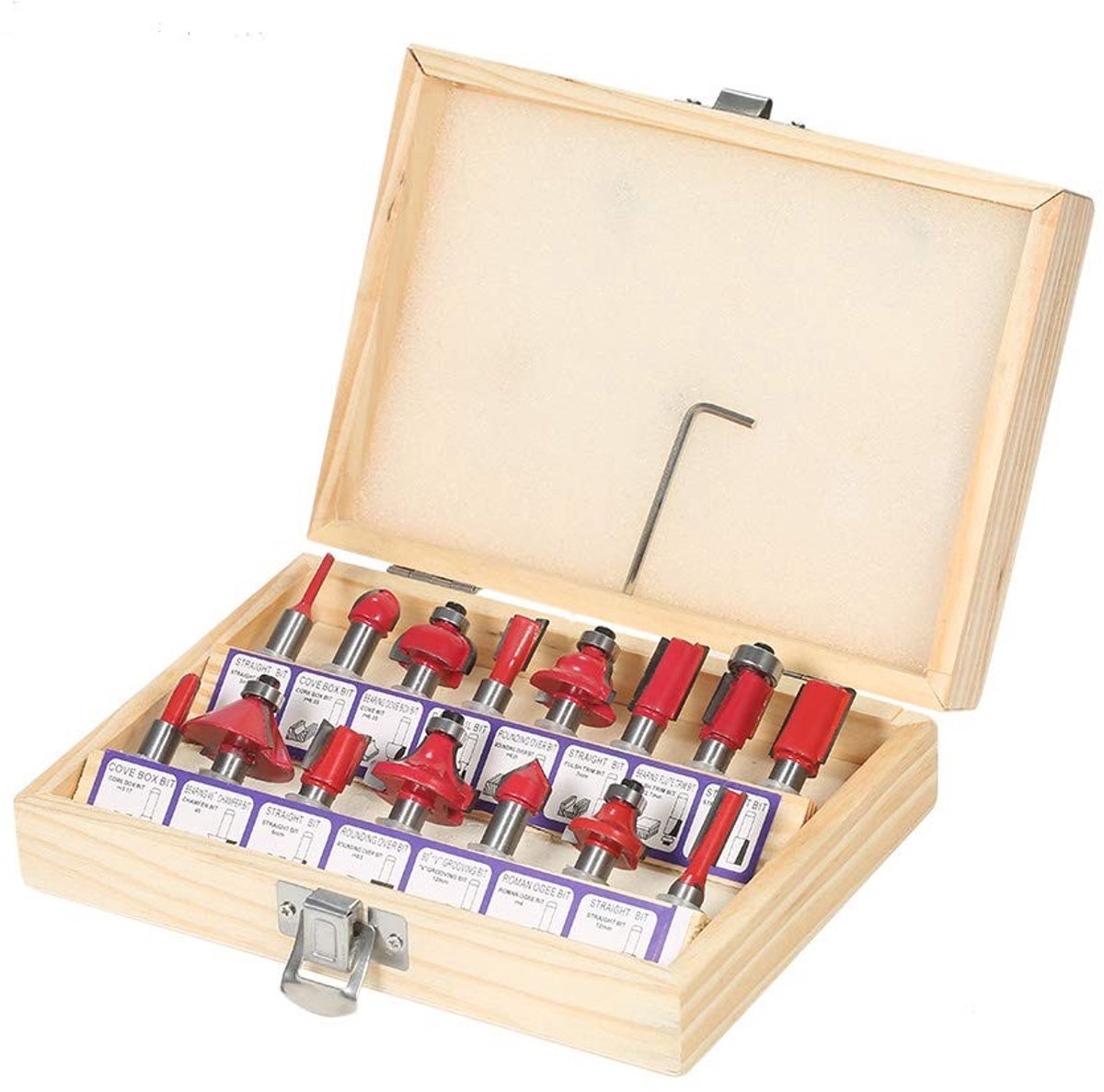 Solidchoice - Frees Set 8 mm - 12 Stuks met Houten Koffer