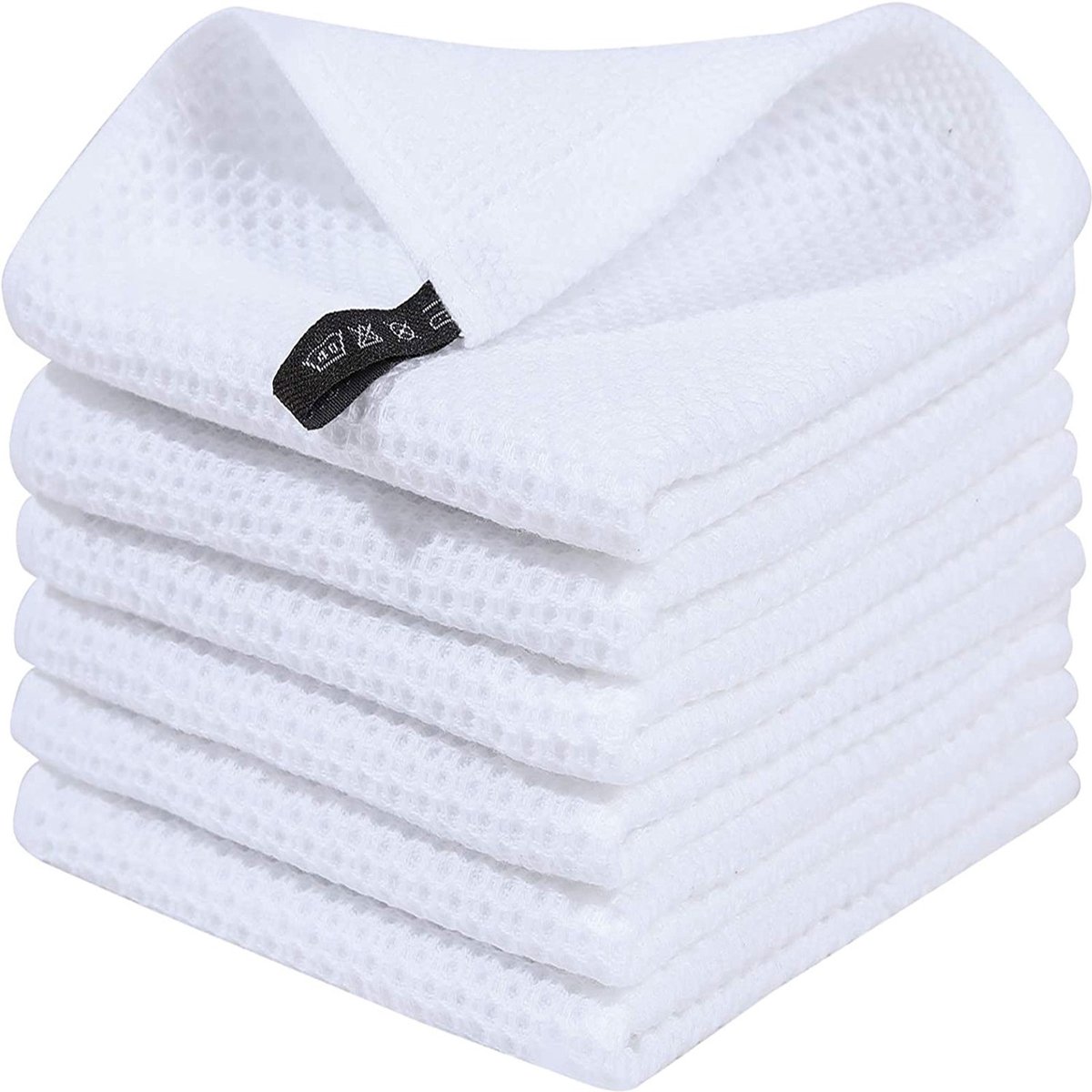 REDOM Keukenhanddoek Set 6 Stuks – Zachte en Absorberende Handdoeken met Wafelstructuur – Voor Keuken, Schoonmaken en Dagelijks Gebruik – Katoen – Wit