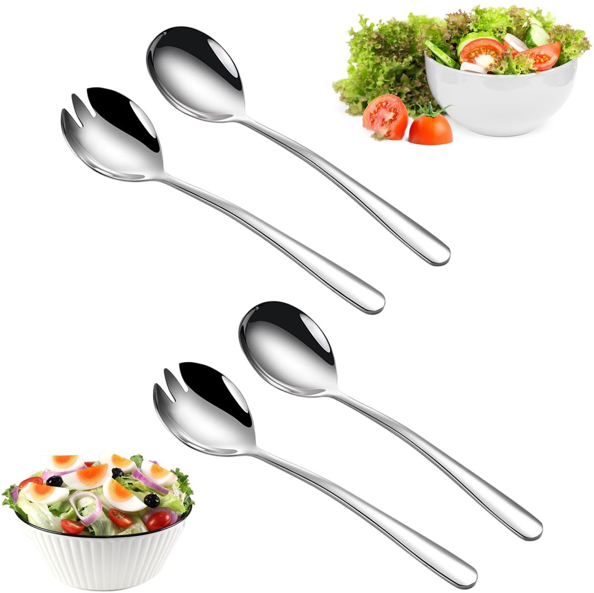 Solidchoice - Set van 4 Roestvrijstalen Saladebestek voor Serveerdoeleinden
