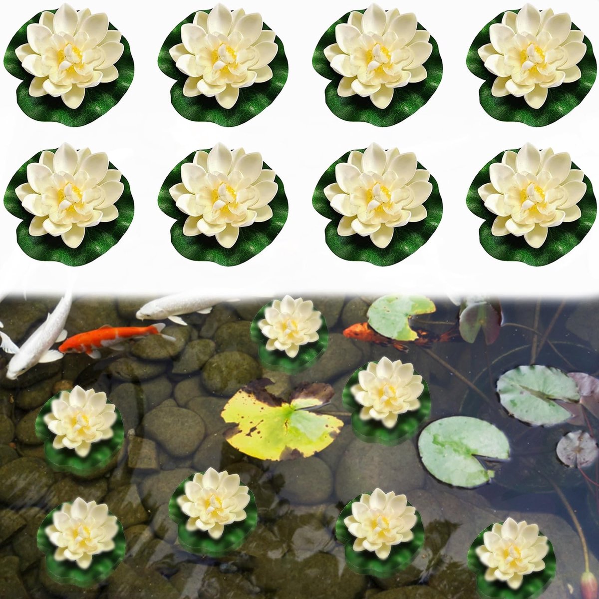 Solidchoice - Set van 8 Kunstmatige Waterlelies voor Vijvers