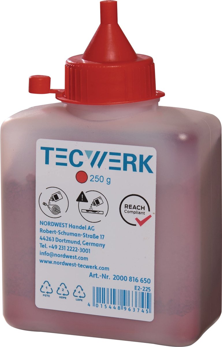 Schlagschnurkreide 250g rot Ku.-Flasche TECWERK