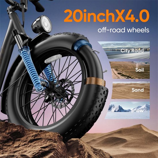 E20PRO 20"x4 elektrische fiets met uitneembare 48V 15,6Ah-accu — afbeelding 5