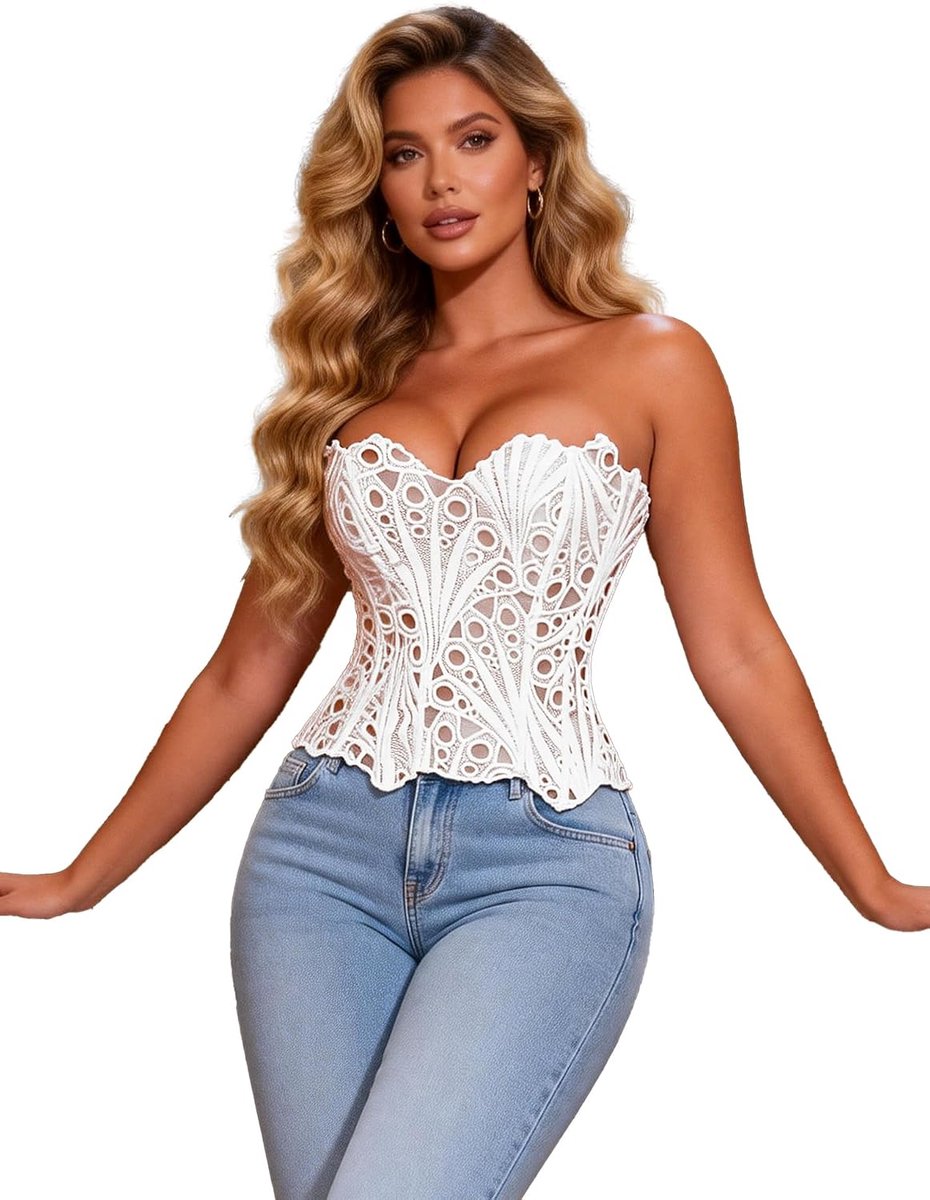 ohmydear Women's Corset Vintage Corset Top Underbust Lace Up Corsage Top Sleeveless Women's Corset Top Sexy with 14 - ShopVlot
