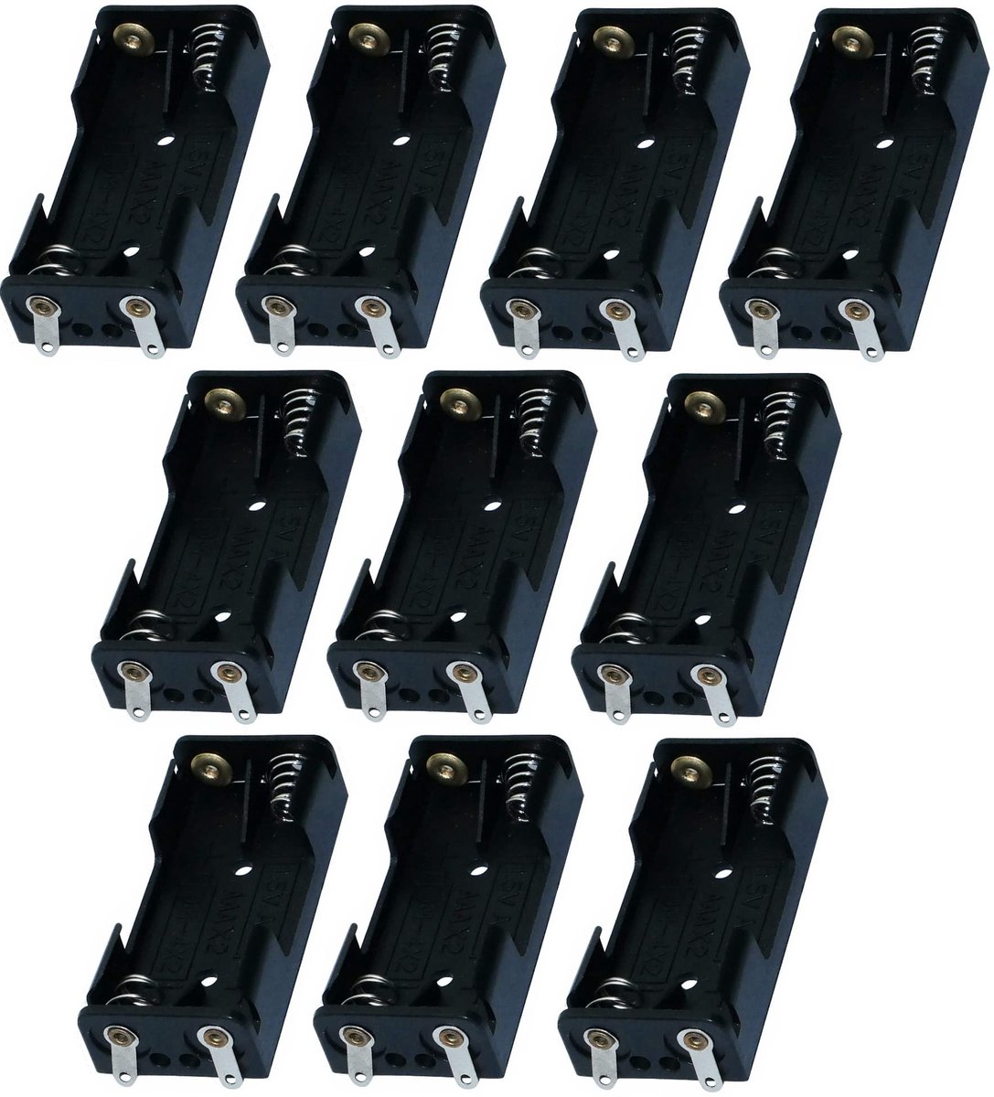 Solidchoice - 10x Batterijenhouder voor 2x LR03 - Batterijbox met Stekker
