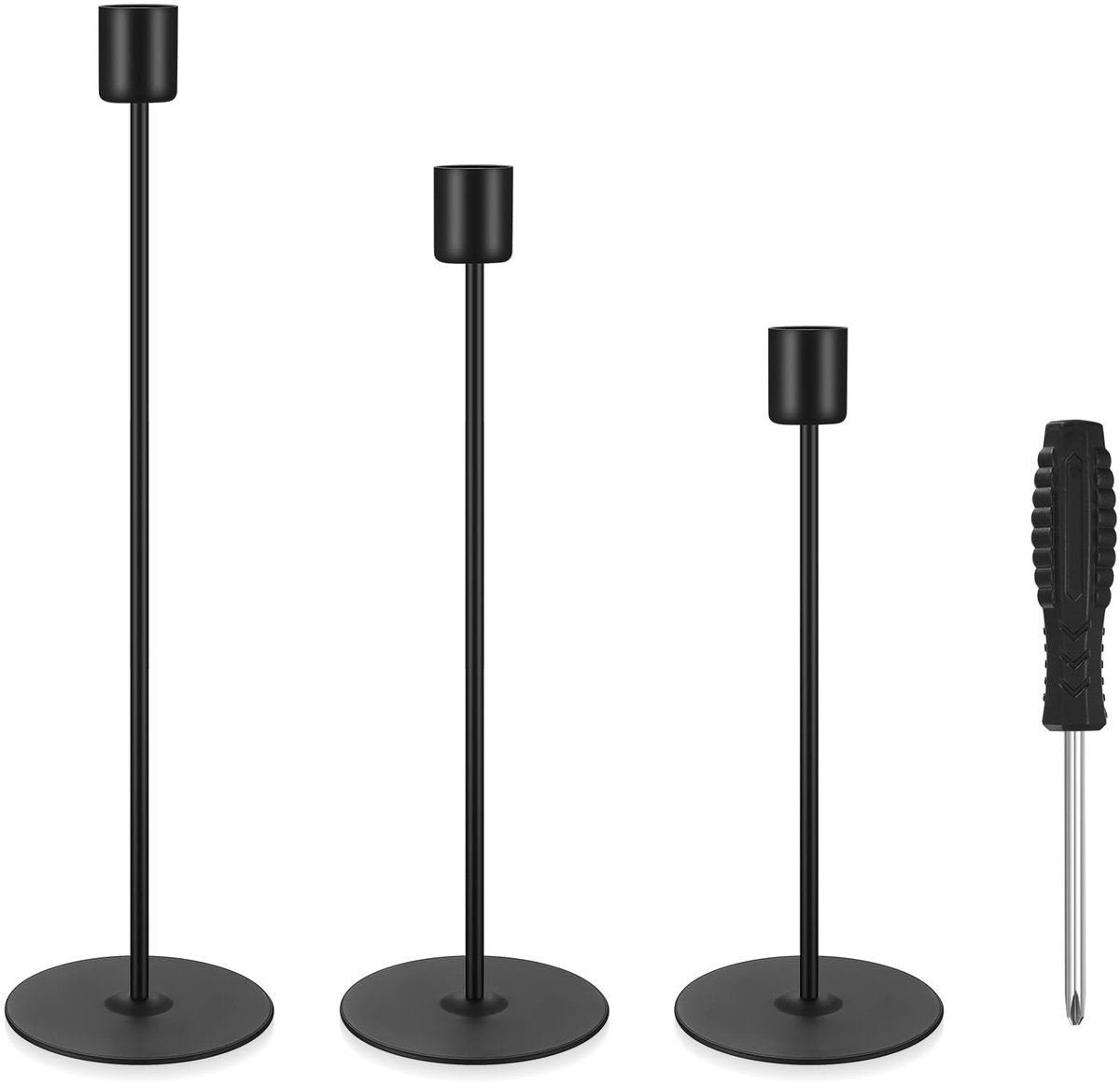 Solidchoice - Set van 3 Vintage Kaarsenhouders voor Tafeldecoratie