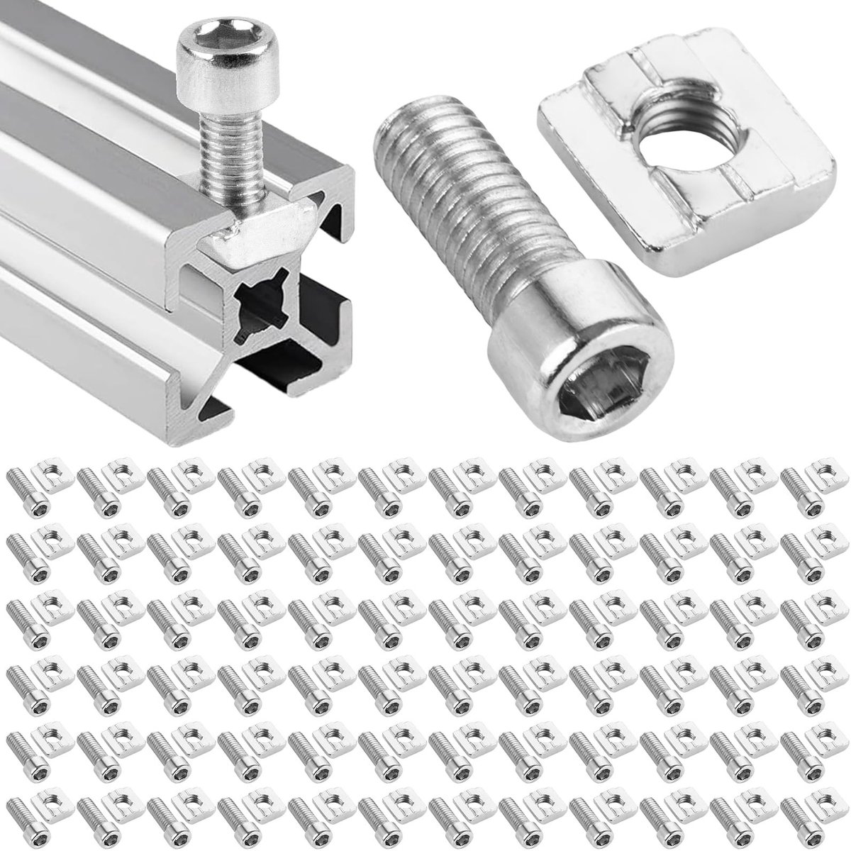 Solidchoice - 160-delige Set van M8 Sleufmoeren en Schroeven