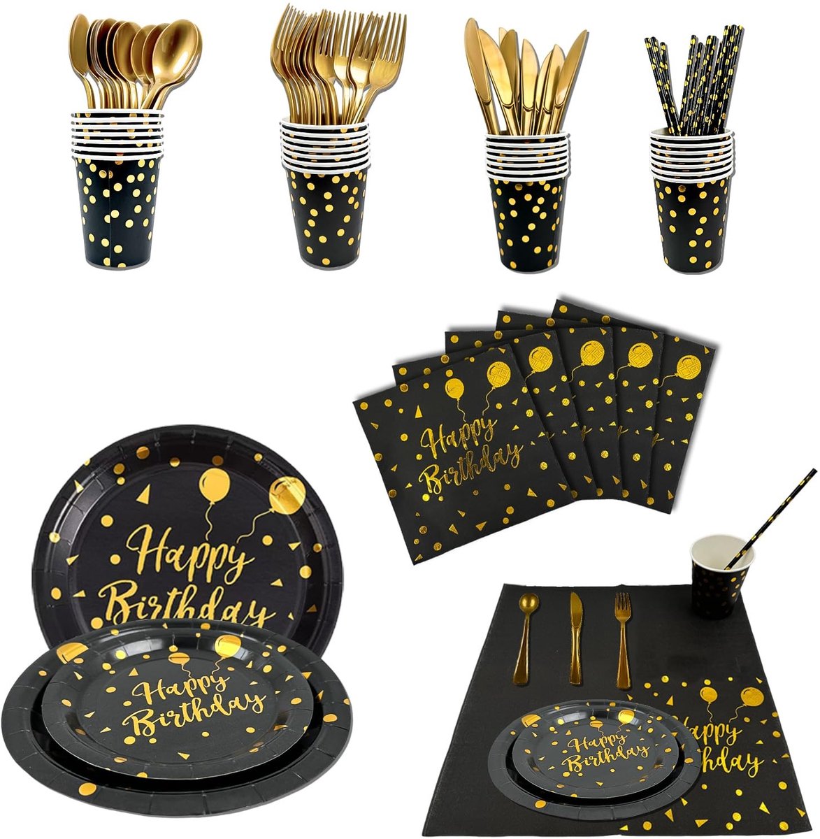 Solidchoice - 192-delige Herbruikbare Verjaardagsdecoratie Set