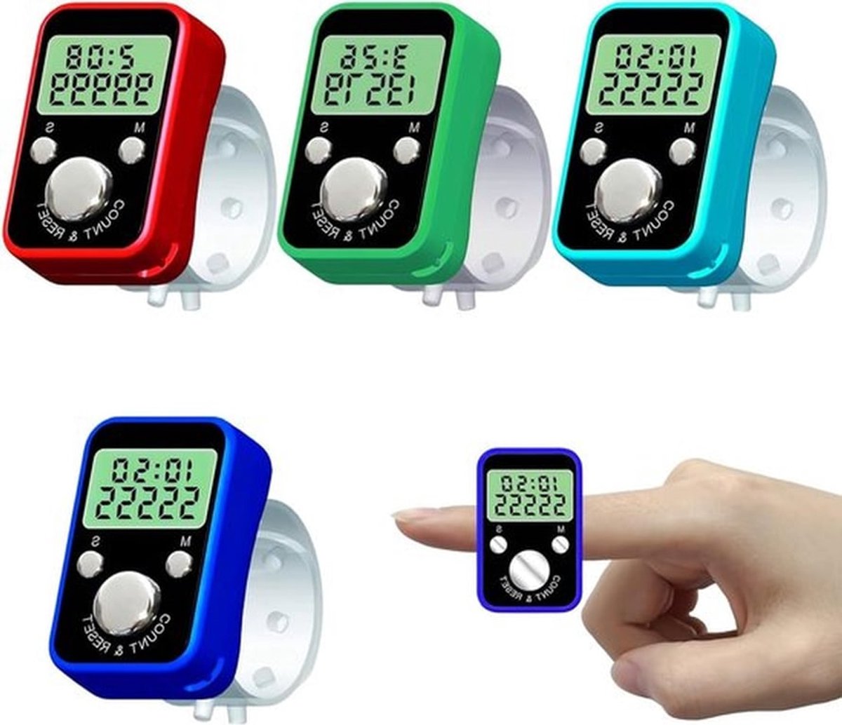 4 Stuks Digitale Vinger Teller, Mechanische Hand Teller, Resetbare 5-Cijferige Display Hand Teller voor Sport, Breien en Golfactiviteiten