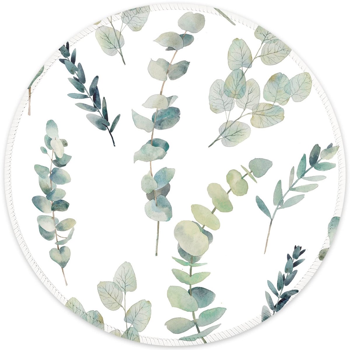 Solidchoice - Rond Muismat met Eucalyptus Design en Antislip Basis