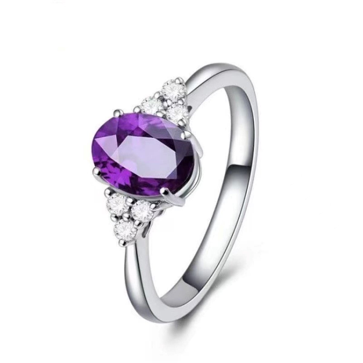 Solidchoice - 925 Sterling Zilver Ring met Gesimuleerde Groene Smaragd - Ovale Vorm Verstelbare Ring voor Dames