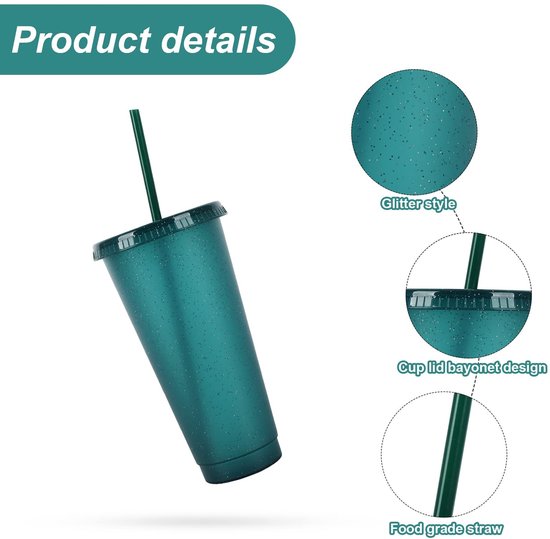 Herbruikbare Plastic Cup 5 Stks Drinkware Tumblers Gekleurde Acryl Cups Tumblers met Deksels en Rietjes Plastic Bulk Iced Plastic Koud Water Tumblers Iced Koffiekoppen Reizen Mok Party Tumbler 710ML van Gobeile — afbeelding 2