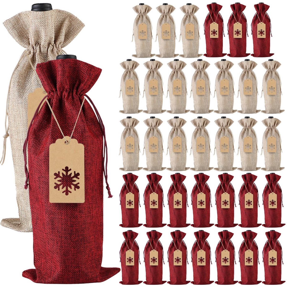 Solidchoice - Jute Wijnfles Tassen Set van 48 voor Diverse Gelegenheden