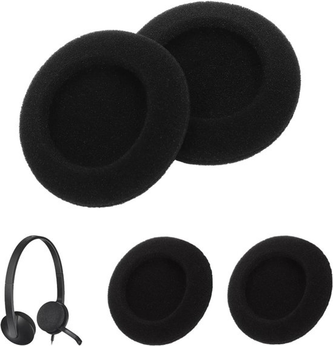 Oorkussens voor hoofdtelefoon, schuimstof beschermhoezen (2 paar), compatibel met diverse Logitech modellen, 5 cm