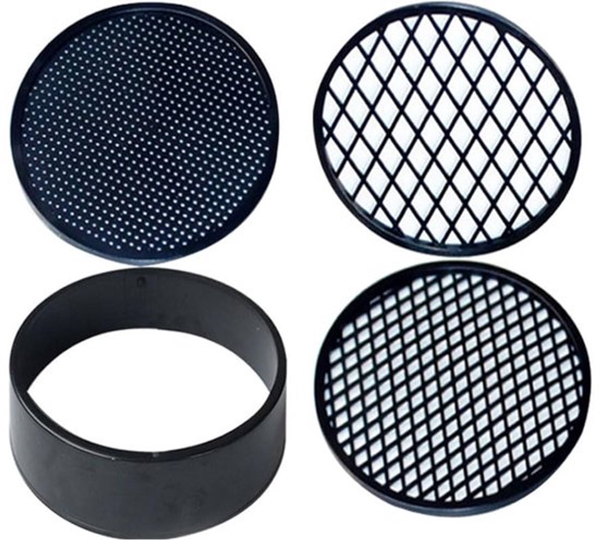 Regelbare 4-in-1 Ronde Kunststof Tuinzeef Ø12cm Zwart, Uitwisselbare Mazen Voor Compost, Zand En Potgrond In De Thuistuin