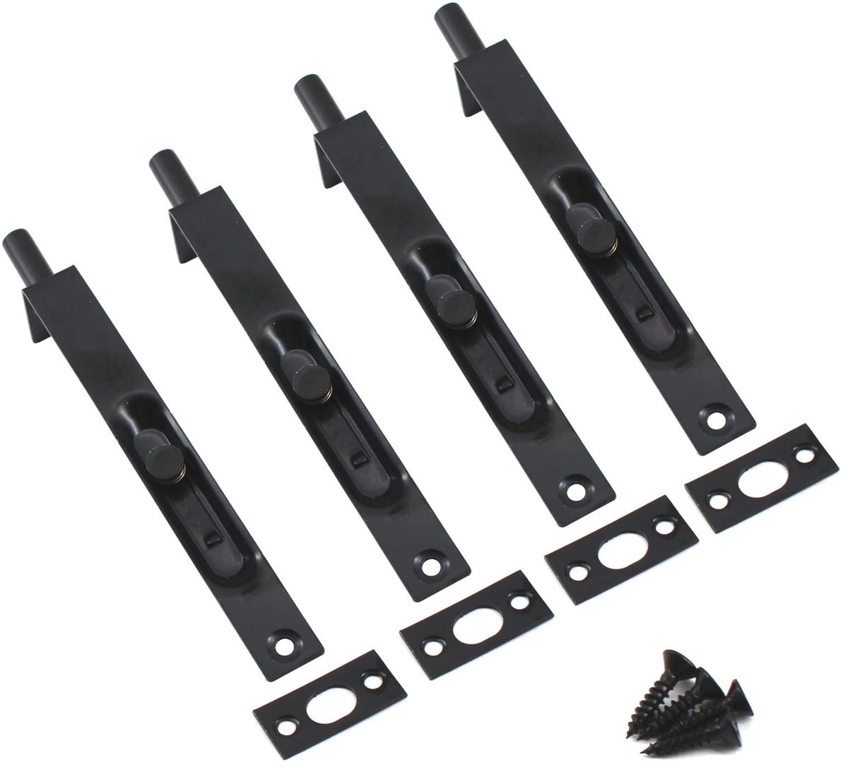 Solidchoice - 6 Inch Zwart RVS Deurslot met Schroeven (4 Stuks)