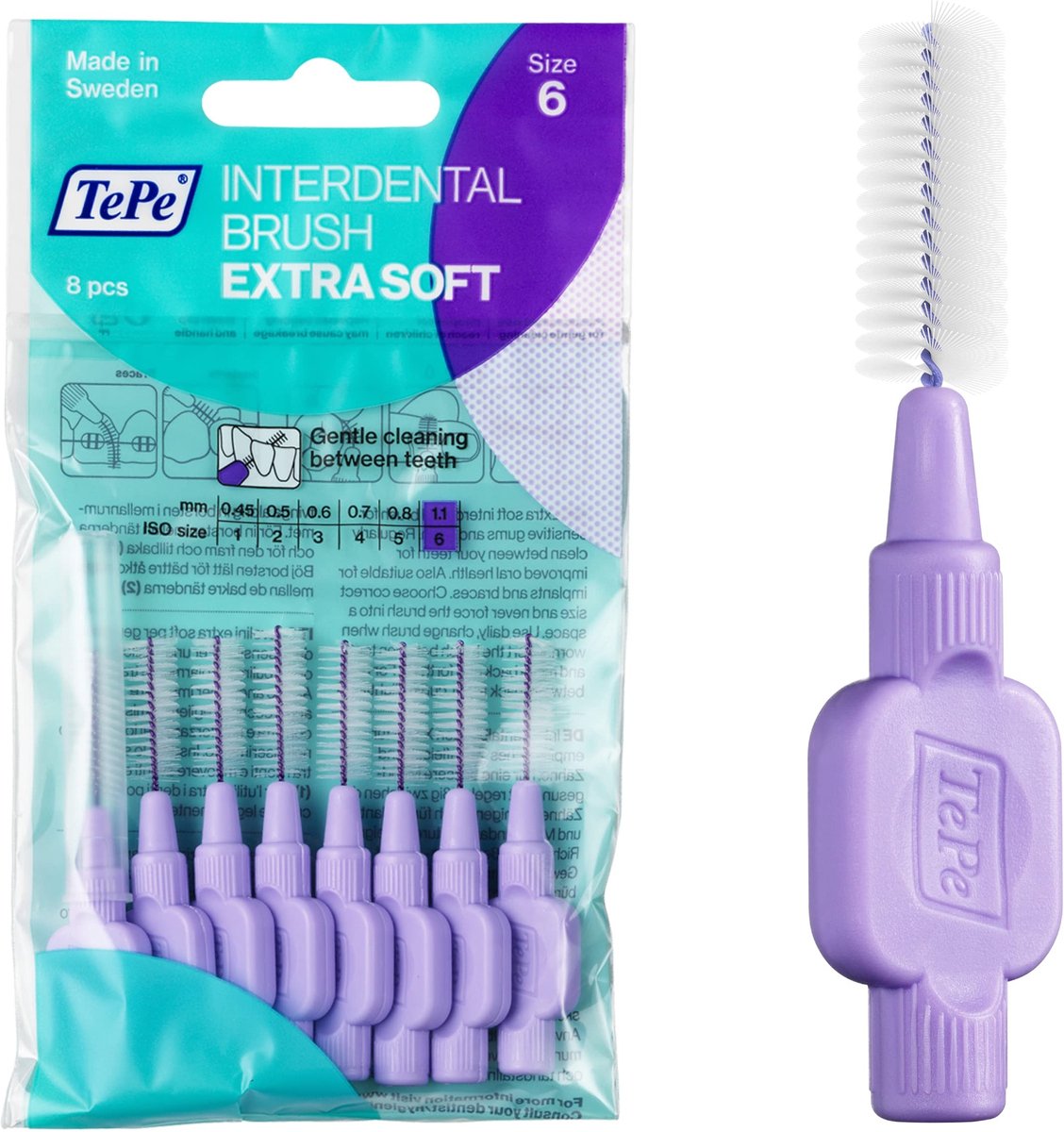 Solidchoice - Interdentale Borstels Paars Extra Zacht (1,1 mm - Maat 6)