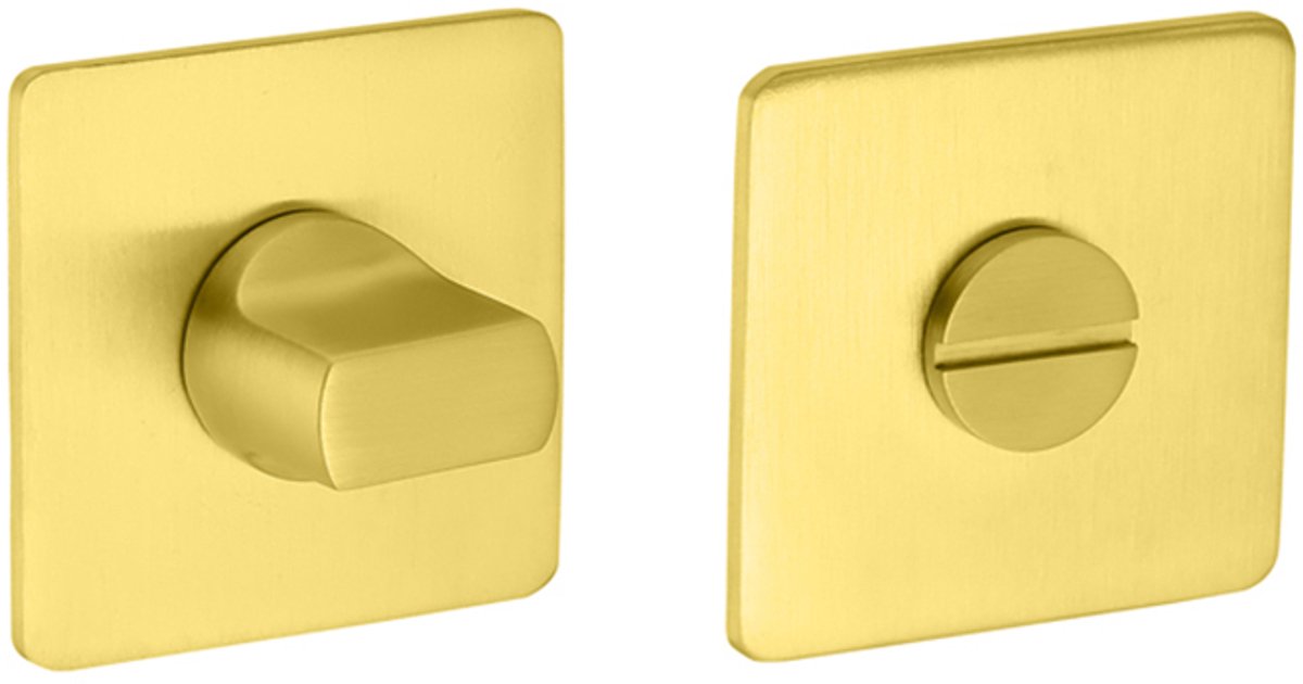 Rozet met toilet / badkamersluiting vierkant 55x3 mm ultra dunne rozet van 3mm geborsteld messing PVD gecoat