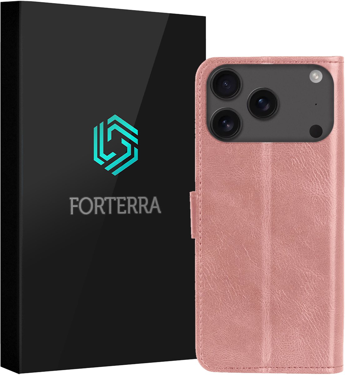 Hoesje Geschikt voor Apple iPhone 18 Pro - Luxe Bookcase - Walletcase Hoes - Portemonnee - Cover - Rosé goud
