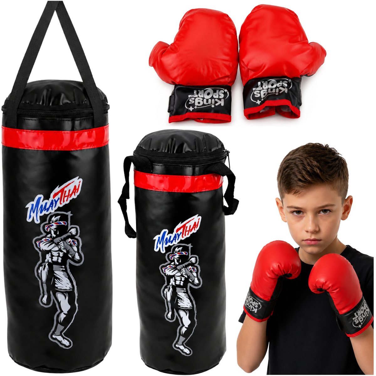 Kinderbokszak Oefenset Muay Thai Handschoenen 40x14cm S